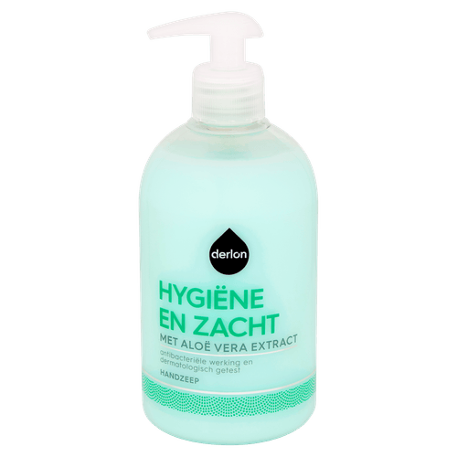 Foto van Derlon Vloeibare zeeppompje hygiëne op witte achtergrond
