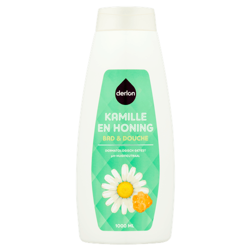 Foto van Derlon Bad & douche kamille en honing op witte achtergrond