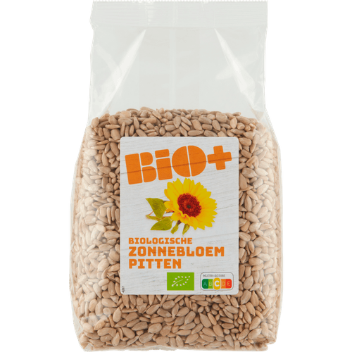 Foto van Bio+ Zonnebloempitten op witte achtergrond