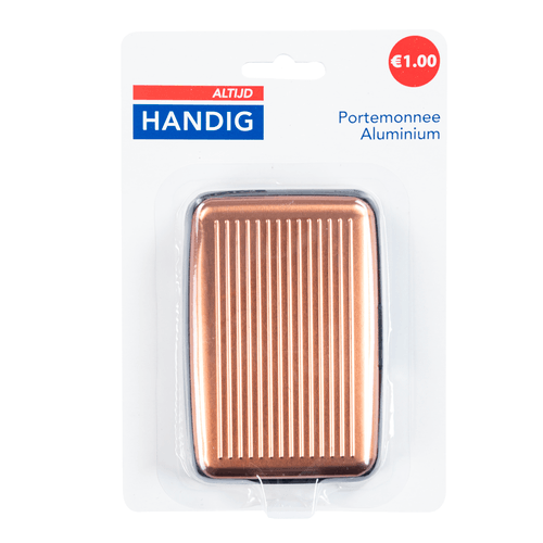 Foto van Altijd handig Portemonnee aluminium op witte achtergrond