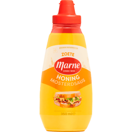 Foto van Marne Honig mosterdsaus zoet op witte achtergrond