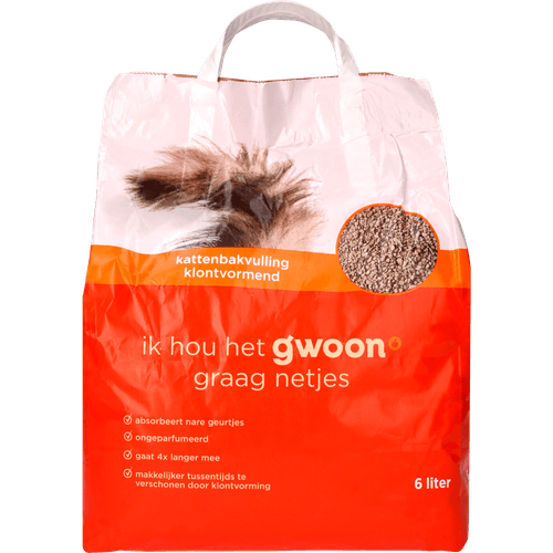 Foto van G'woon Kattenbakvulling ultra klontvormend op witte achtergrond