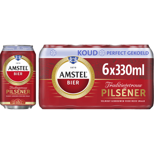 Foto van Amstel Pilsener gekoeld 6x33 cl op witte achtergrond