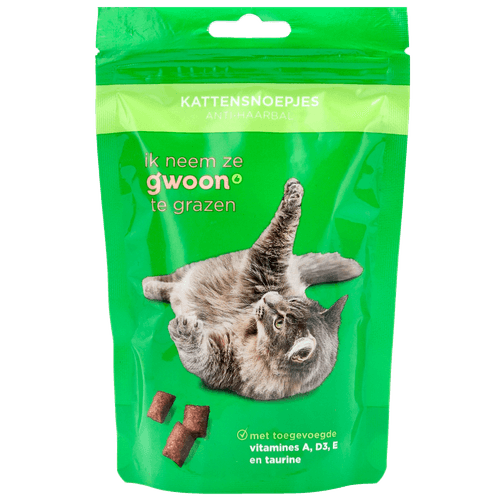 Foto van G'woon Kattensnoepjes anti haarbal op witte achtergrond