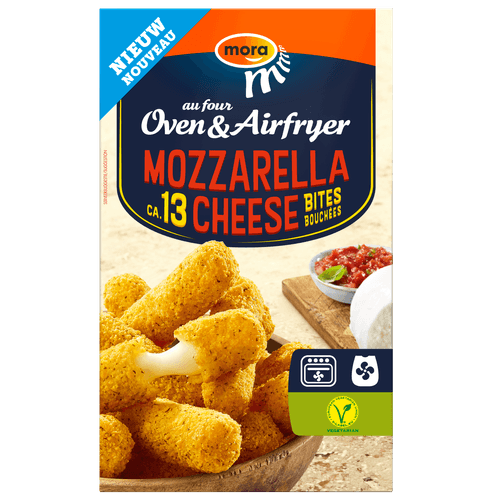 Foto van Mora Oven & airfryer mozzarella cheese bites op witte achtergrond
