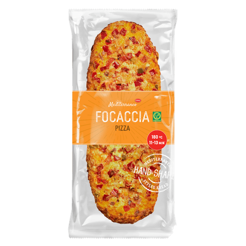 Foto van Boboli Mediterraneo focaccia pizza op witte achtergrond