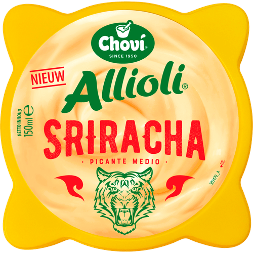 Foto van Chovi Allioli sriracha op witte achtergrond