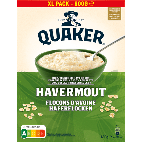 Foto van Quaker Havermout op witte achtergrond