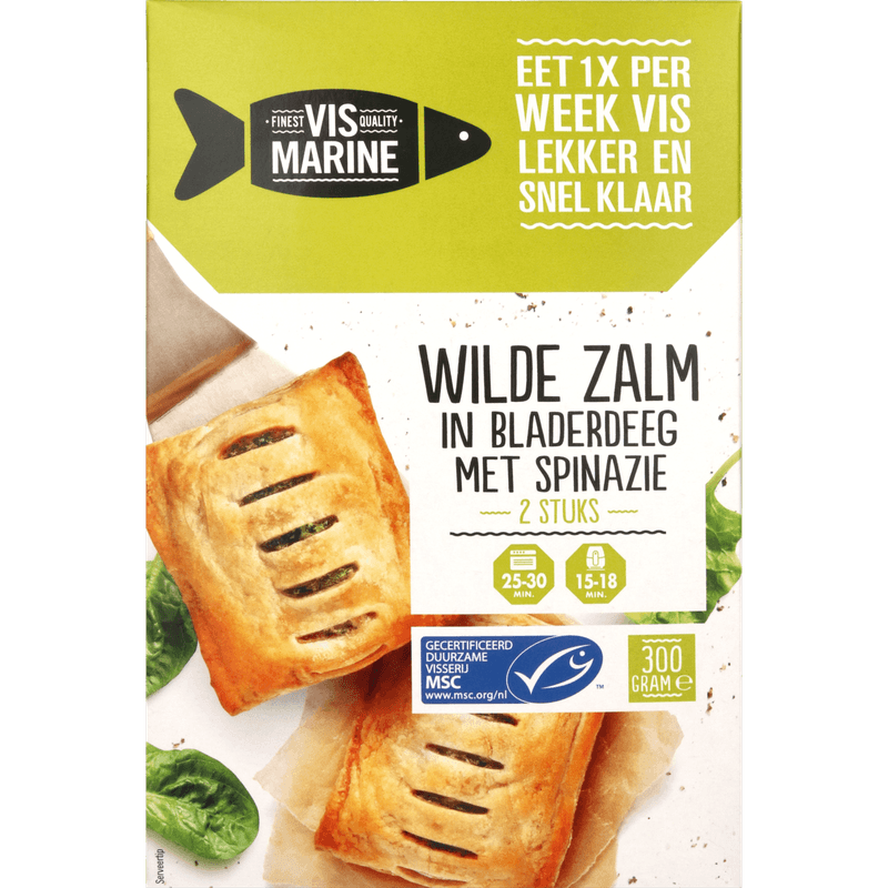 Vis Marine Wilde Zalm in bladerdeeg met spinazie