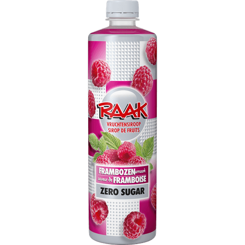 Foto van Raak Limonadesiroop framboos zero op witte achtergrond