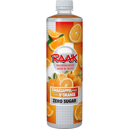 Foto van Raak Limonadesiroop sinaasappel zero op witte achtergrond