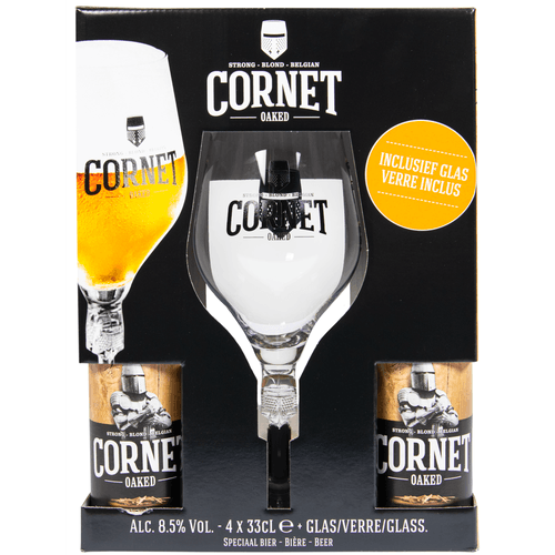 Foto van Cornet Geschenkverpakking 4x 33cl + glas op witte achtergrond