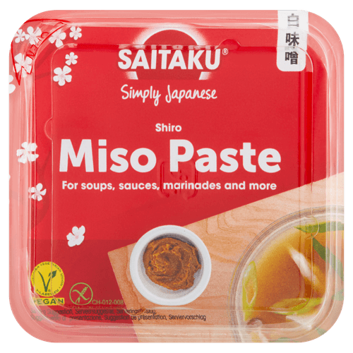 Foto van Saitaku Shiro miso paste op witte achtergrond