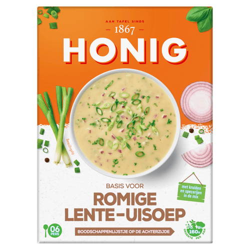 Foto van Honig Lente-ui soep op witte achtergrond