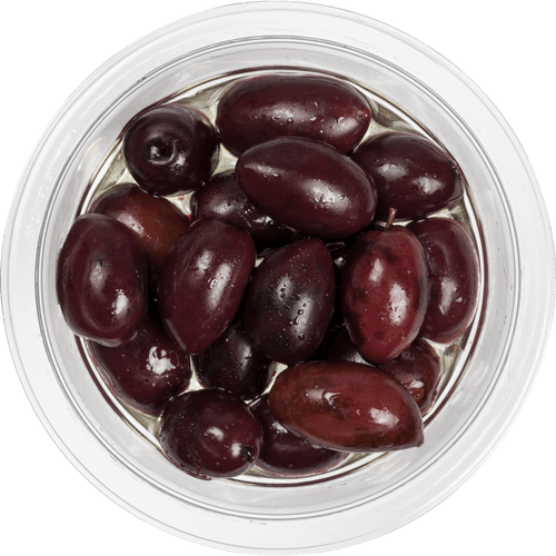 Foto van DekaMarkt Olijven kalamata op witte achtergrond