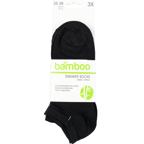Foto van Bamboo sneakersocks 3-pack zwart 35/38 op witte achtergrond
