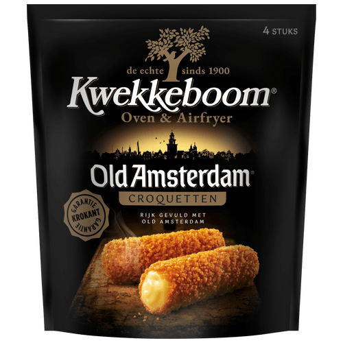 Foto van Kwekkeboom Oven kroketten old Amsterdam 4 stuks op witte achtergrond