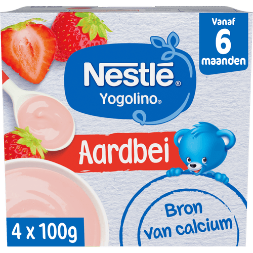 Foto van Nestlé Yogolino 6+ maanden aardbei op witte achtergrond