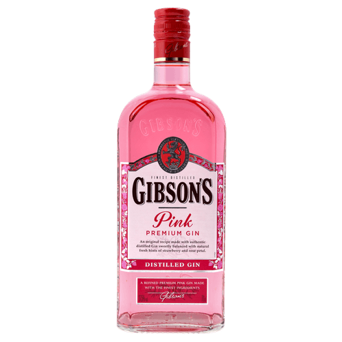 Foto van Gibson's Gin pink op witte achtergrond