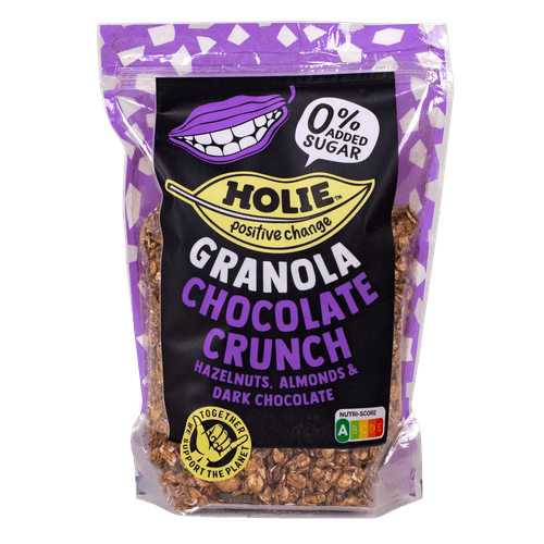 Foto van Holie's Granola chocolate crunch op witte achtergrond