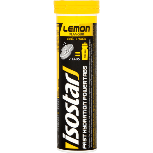 Foto van Isostar Fast hydration powertabs lemon op witte achtergrond
