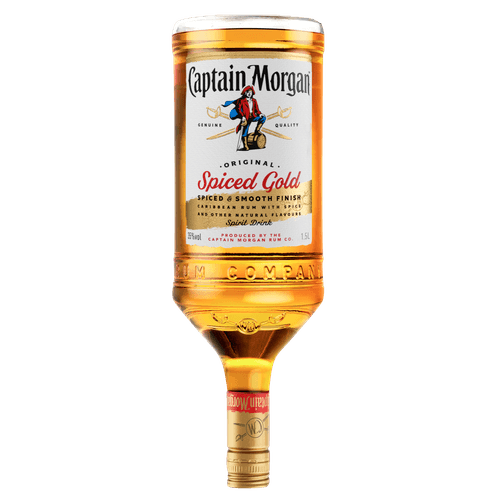 Foto van Captain Morgan Rum spiced gold op witte achtergrond