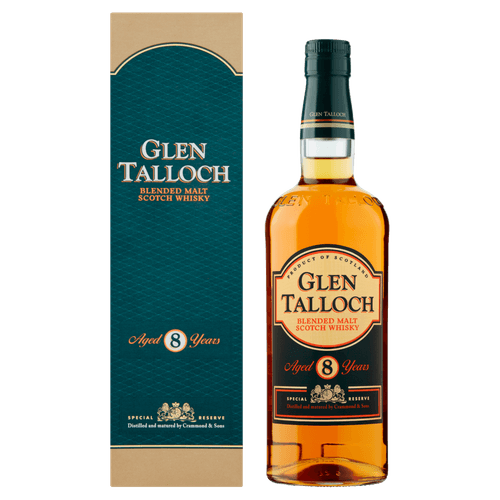 Foto van Glen Talloch Whisky pure malt op witte achtergrond