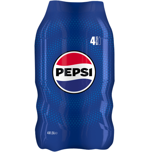 Foto van Pepsi Regular 4x1.5 l op witte achtergrond