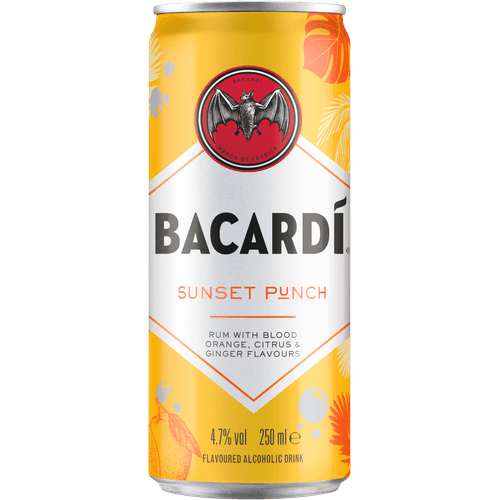 Foto van Bacardi Sunset punch op witte achtergrond