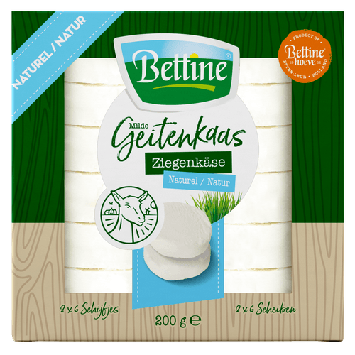 Foto van Bettine Geitenkaas naturel schijfjes op witte achtergrond