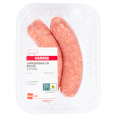Foto van DekaVers Varkenssaucijs 2 stuks op witte achtergrond