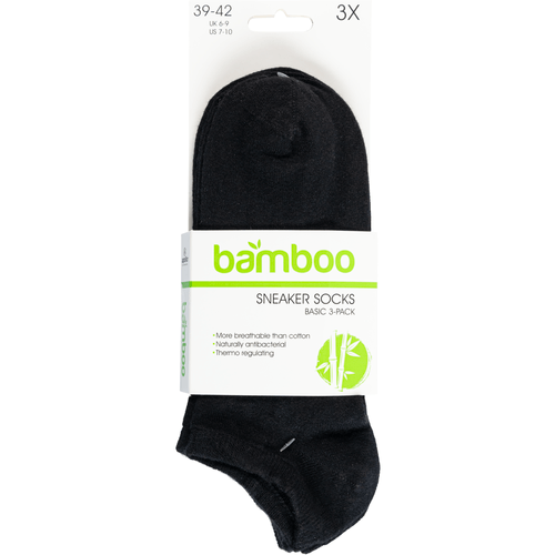 Foto van Bamboo sneakersocks 3-pack zwart 39/42 op witte achtergrond