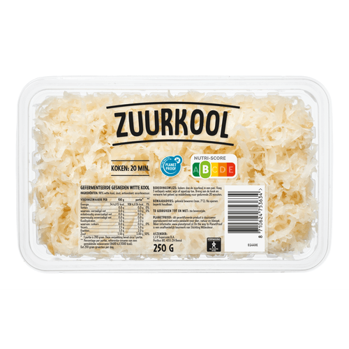 Foto van Zuurkool grootverpakking op witte achtergrond