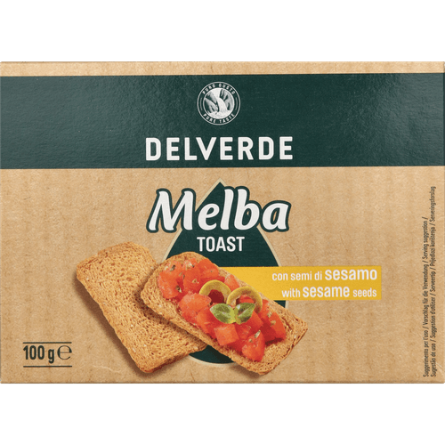 Foto van Delverde Melba toast sesam op witte achtergrond