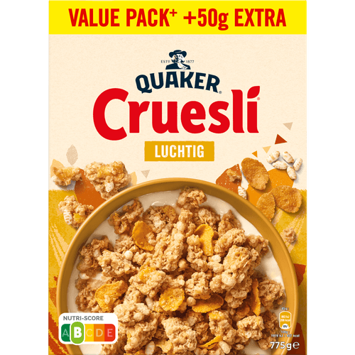 Foto van Quaker Cruesli luchtig naturel op witte achtergrond