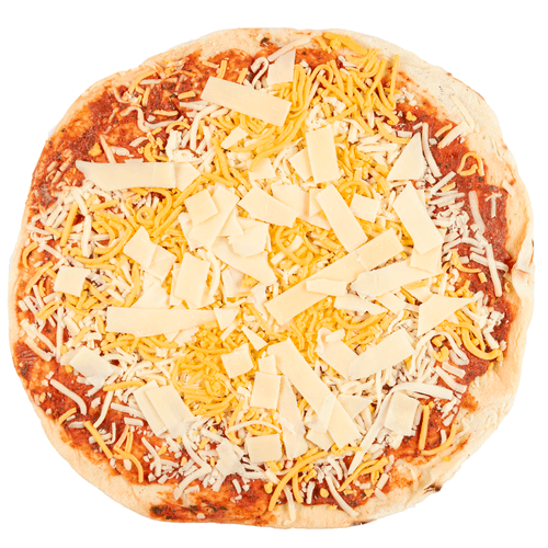 Foto van DekaVers Pizza drie kazen op witte achtergrond