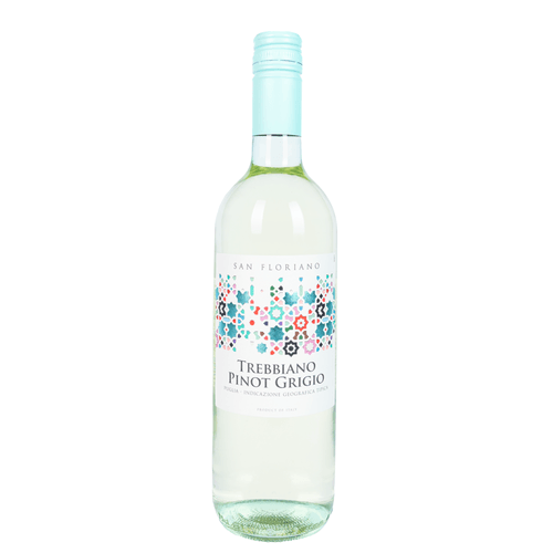 Foto van San Floriano Trebbiano pinot grigio op witte achtergrond