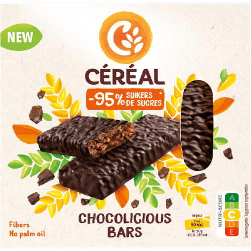 Foto van Céréal Graanrepen chocolicious 3-pack op witte achtergrond
