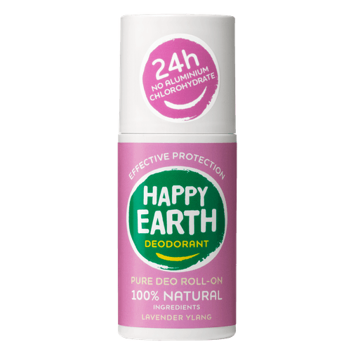 Foto van Happy Earth Deoroller lavendel op witte achtergrond