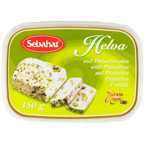 Foto van Sebahat Sesampasta pistache op witte achtergrond