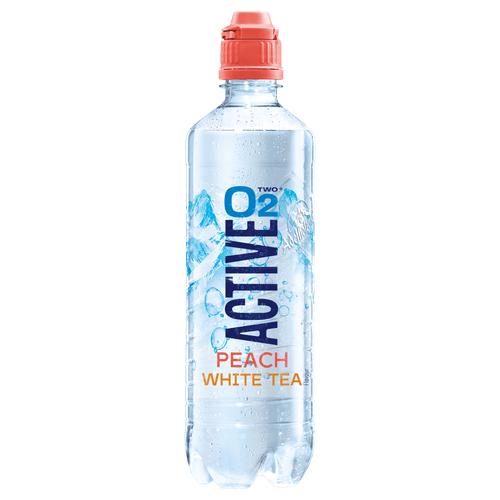 Foto van Active O2 Iced peach white tea op witte achtergrond