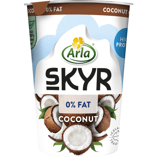 Foto van Arla Skyr kokos op witte achtergrond
