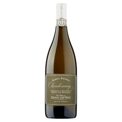 Foto van Danie de Wet Chardonnay barrel reserve op witte achtergrond