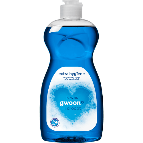 Foto van G'woon Afwasmiddel extra hygiene op witte achtergrond