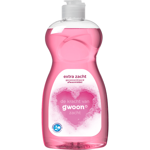 Foto van G'woon Afwasmiddel extra zacht op witte achtergrond