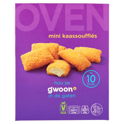 Foto van G'woon Kaassouffle mini oven 10 stuks op witte achtergrond