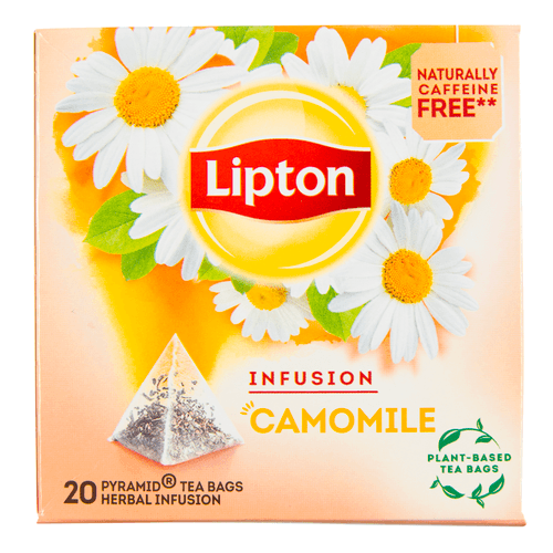 Foto van Lipton Thee camomile 20 zk. op witte achtergrond