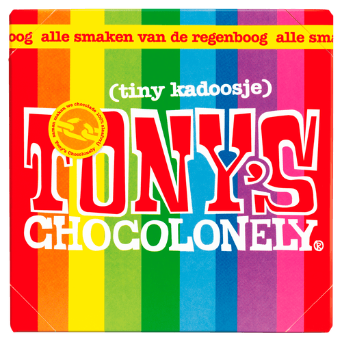 Foto van Tony's Chocolonely tiny kadoosje op witte achtergrond