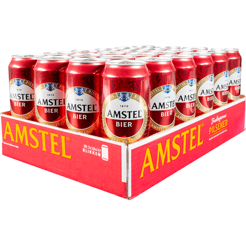 Foto van Amstel Pilsener 24x50 cl op witte achtergrond