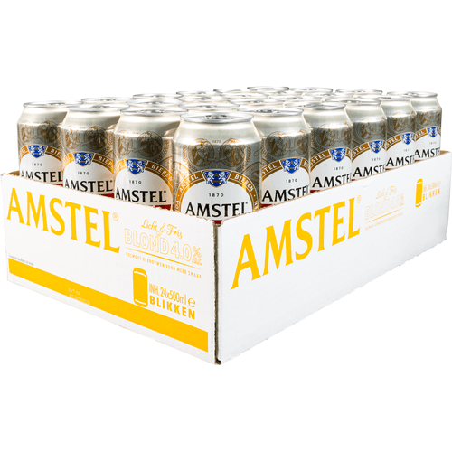 Foto van Amstel Blond 24x50 cl op witte achtergrond